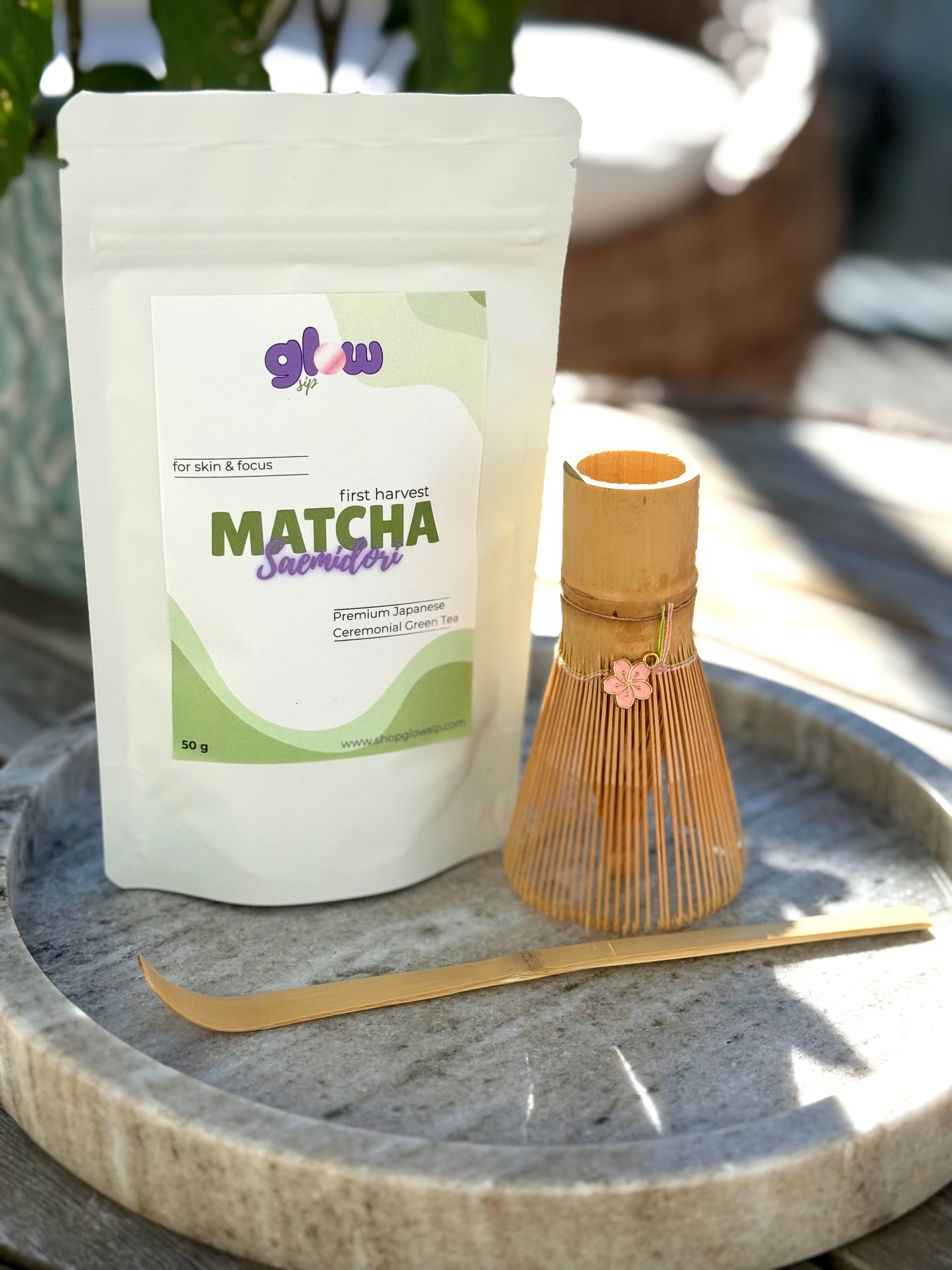 Zestaw do matchy premium  Matcha Saemidori 50g + Chasen + Chashaku gratis